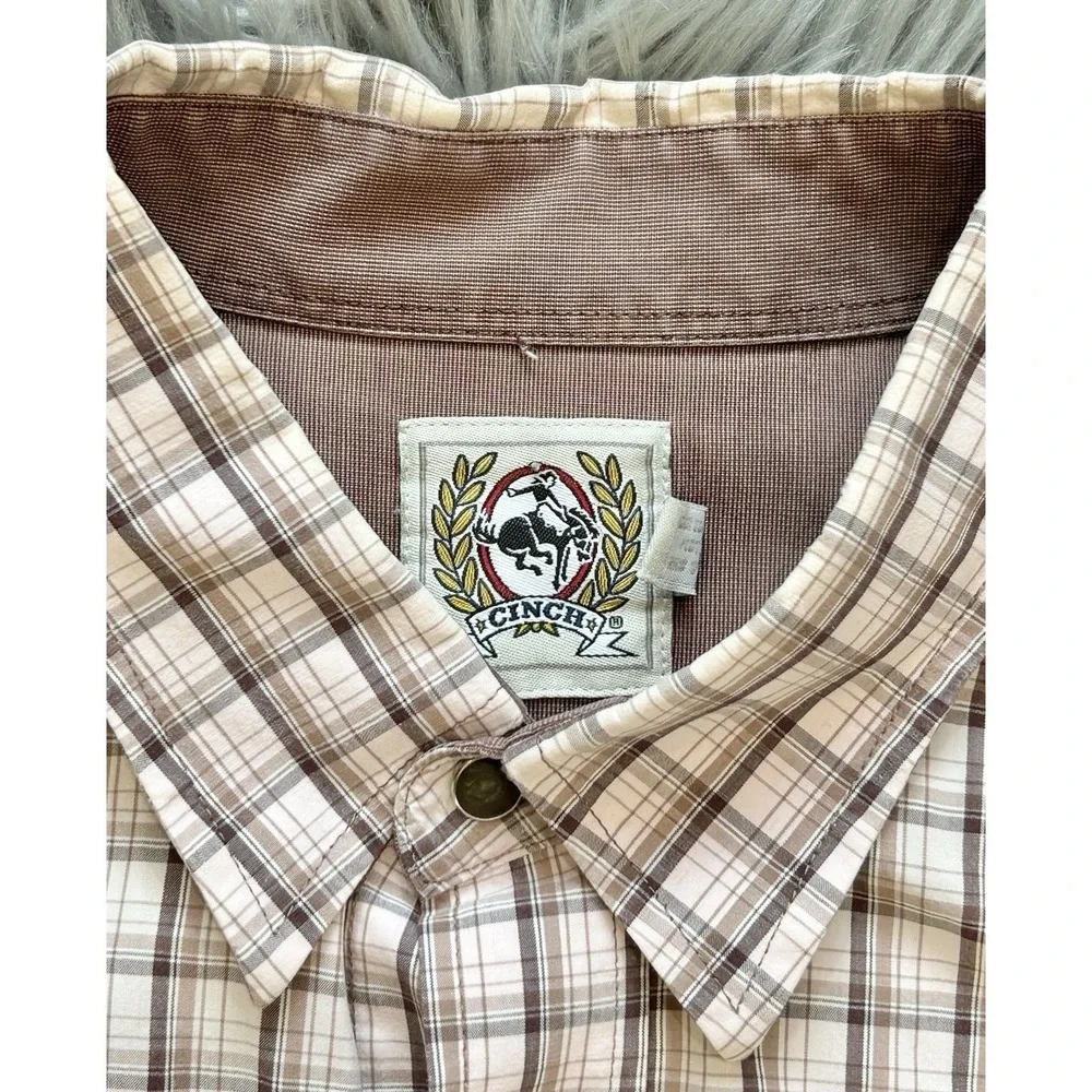 Cinch Western Wear Men's‎ Burgundy/Brown Button Up Dress Shirt Size Large Cowboy